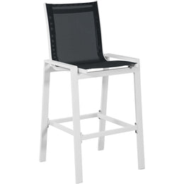 Meridian Nizuc Black Mesh Water Resistant Fabric Outdoor Patio Aluminum Mesh Barstool