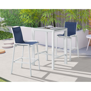 Meridian Nizuc Navy Mesh Water Resistant Fabric Outdoor Patio Aluminum Mesh Barstool