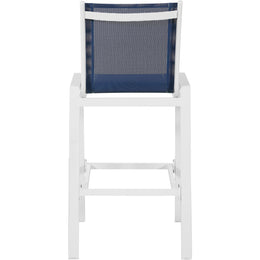 Meridian Nizuc Navy Mesh Water Resistant Fabric Outdoor Patio Aluminum Mesh Barstool