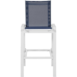 Meridian Nizuc Navy Mesh Water Resistant Fabric Outdoor Patio Aluminum Mesh Barstool