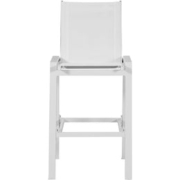 Meridian Nizuc White Mesh Water Resistant Fabric Outdoor Patio Aluminum Mesh Barstool