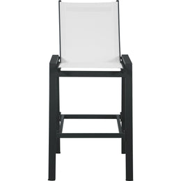 Meridian Nizuc White Mesh Water Resistant Fabric Outdoor Patio Aluminum Mesh Barstool