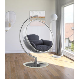 Meridian Luna Grey Durable Fabric Acrylic Swing Chair