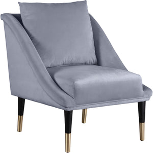 Meridian Elegante Grey Velvet Accent Chair