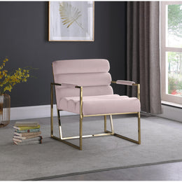 Meridian Wayne Pink Velvet Accent Chair