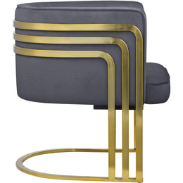 Meridian Rays Grey Velvet Accent Chair