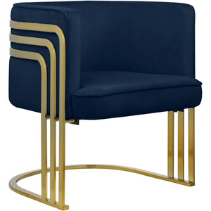 Meridian Rays Navy Velvet Accent Chair