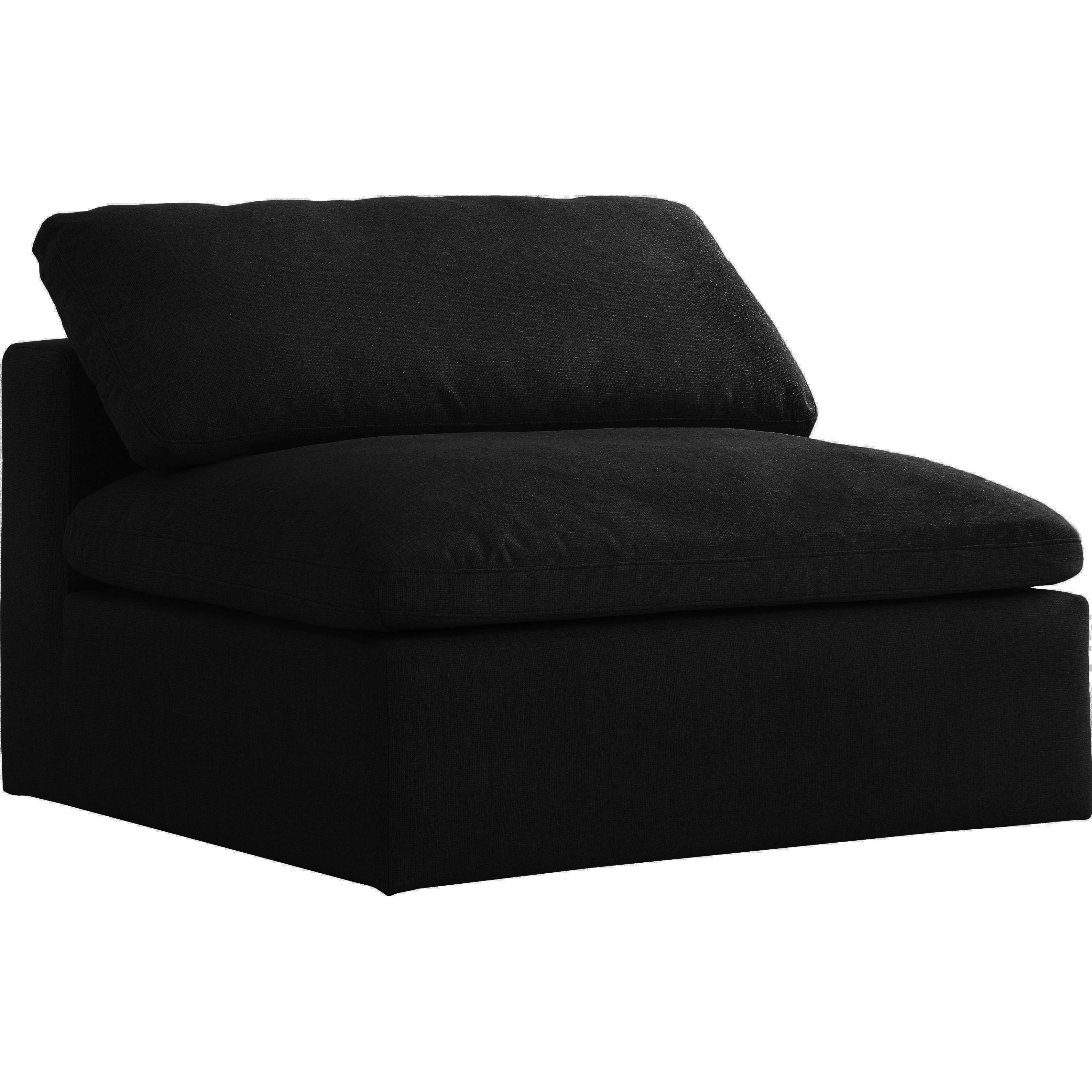 Meridian Plush Black Velvet Standard Comfort Modular Armless Chair