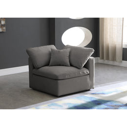 Meridian Plush Grey Velvet Standard Comfort Modular Corner Chair