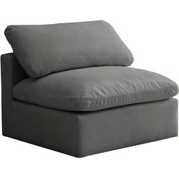 Meridian Plush Grey Velvet Standard Comfort Modular Armless Chair