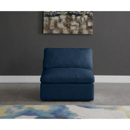 Meridian Plush Navy Velvet Standard Comfort Modular Armless Chair