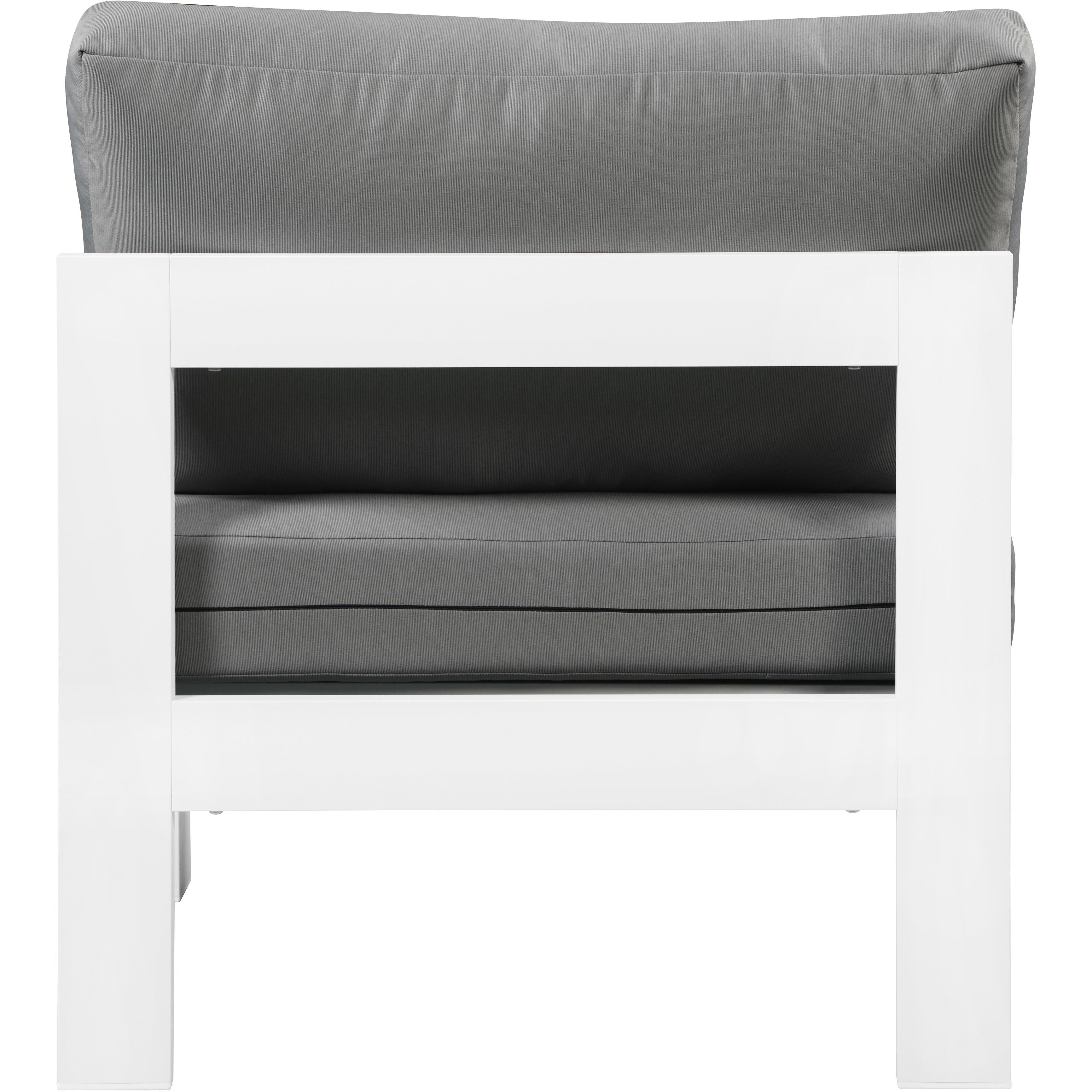 Meridian Nizuc Grey Water Resistant Fabric Outdoor Patio Aluminum Armless Chair