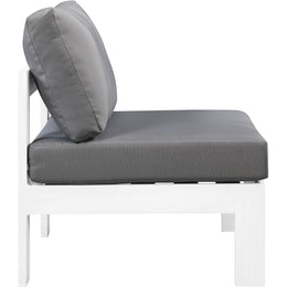 Meridian Nizuc Grey Water Resistant Fabric Outdoor Patio Aluminum Armless Chair