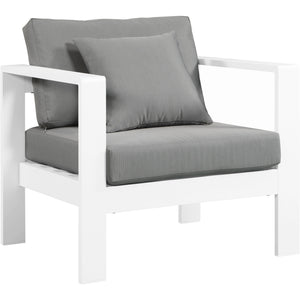 Meridian Nizuc Grey Water Resistant Fabric Outdoor Patio Aluminum Arm Chair