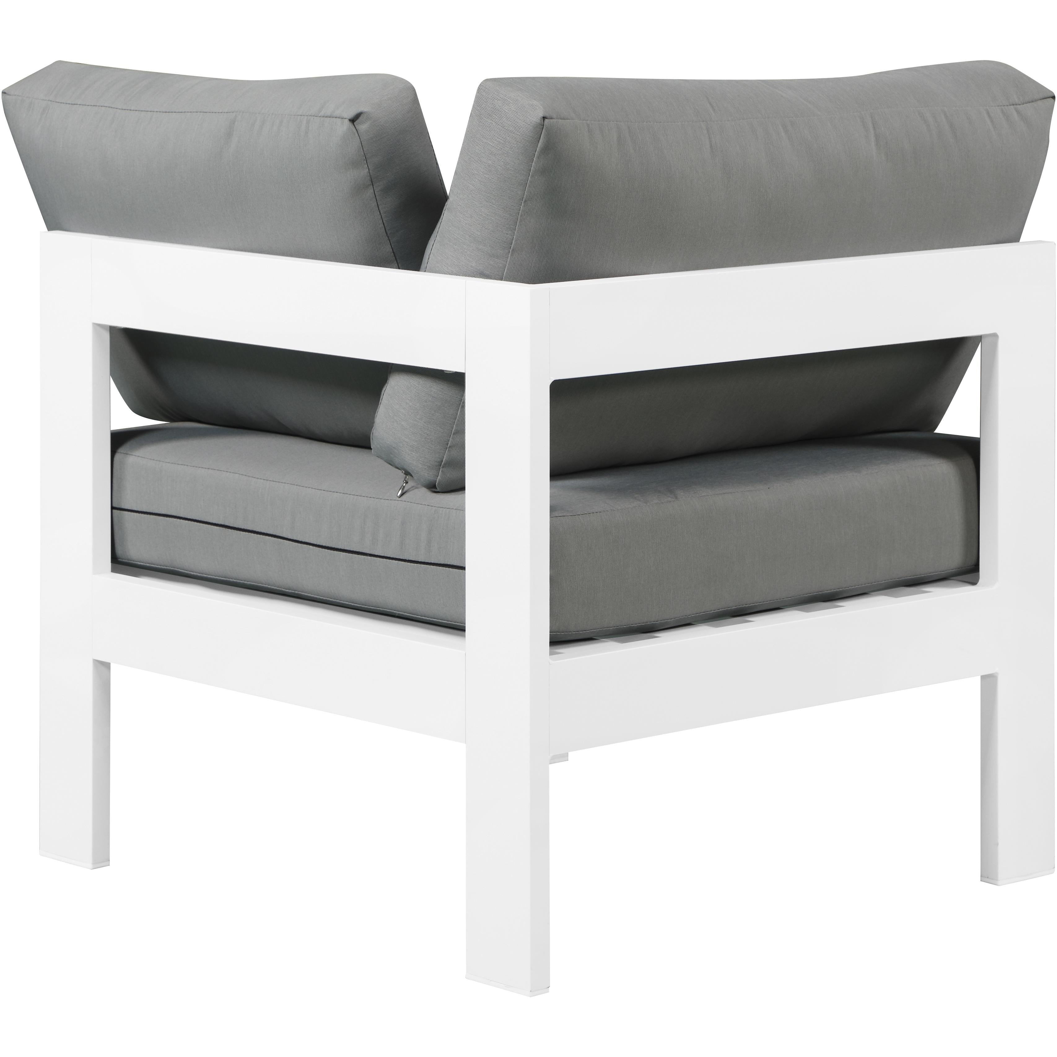 Meridian Nizuc Grey Water Resistant Fabric Outdoor Patio Aluminum Corner Chair