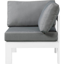 Meridian Nizuc Grey Water Resistant Fabric Outdoor Patio Aluminum Corner Chair