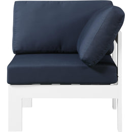 Meridian Nizuc Navy Water Resistant Fabric Outdoor Patio Aluminum Corner Chair