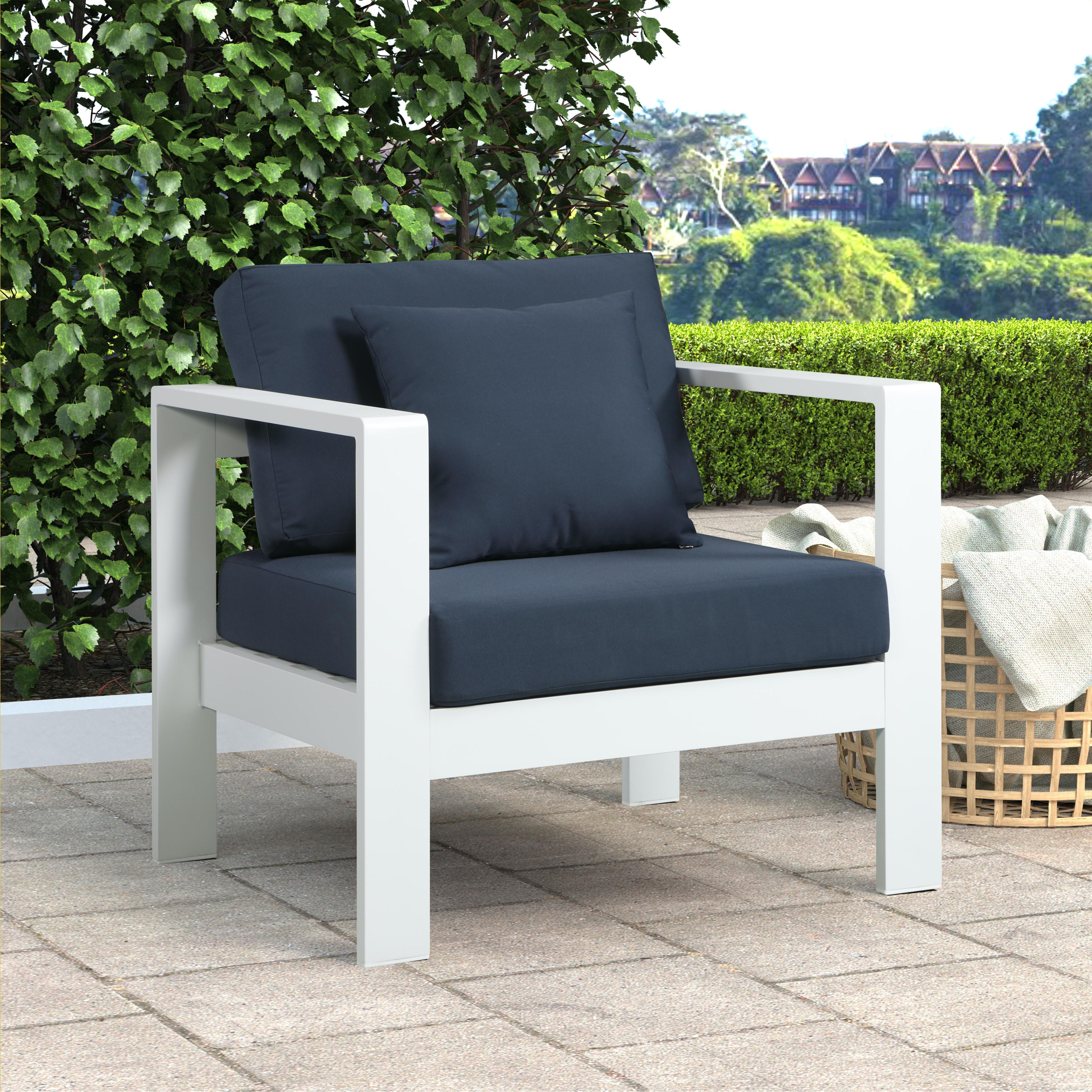 Meridian Nizuc Navy Water Resistant Fabric Outdoor Patio Aluminum Arm Chair