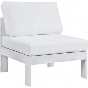 Meridian Nizuc White Water Resistant Fabric Outdoor Patio Aluminum Armless Chair