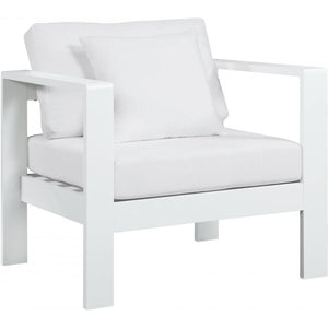 Meridian Nizuc White Water Resistant Fabric Outdoor Patio Aluminum Arm Chair