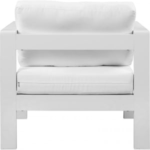 Meridian Nizuc White Water Resistant Fabric Outdoor Patio Aluminum Arm Chair