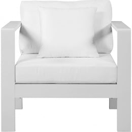 Meridian Nizuc White Water Resistant Fabric Outdoor Patio Aluminum Arm Chair