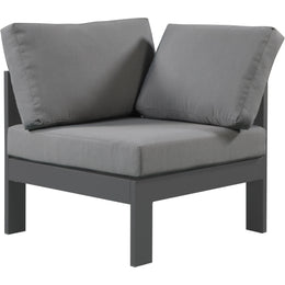 Meridian Nizuc Grey Water Resistant Fabric Outdoor Patio Aluminum Corner Chair