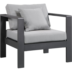 Meridian Nizuc Grey Water Resistant Fabric Outdoor Patio Aluminum Arm Chair