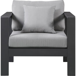 Meridian Nizuc Grey Water Resistant Fabric Outdoor Patio Aluminum Arm Chair