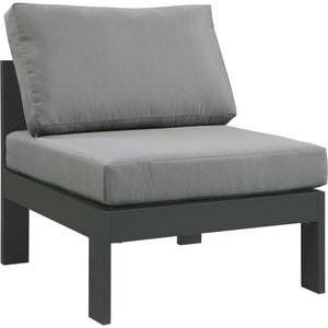 Meridian Nizuc Grey Water Resistant Fabric Outdoor Patio Aluminum Armless Chair
