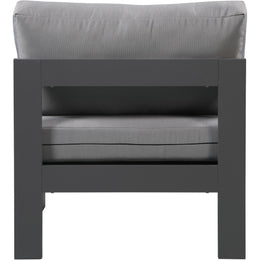 Meridian Nizuc Grey Water Resistant Fabric Outdoor Patio Aluminum Armless Chair