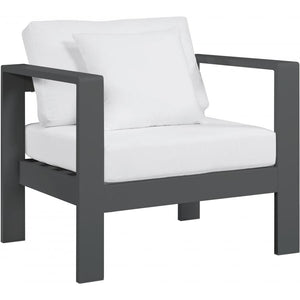 Meridian Nizuc White Water Resistant Fabric Outdoor Patio Aluminum Arm Chair