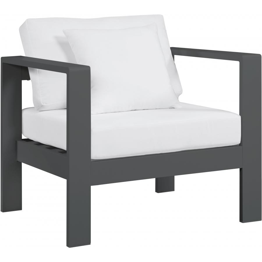 Meridian Nizuc White Water Resistant Fabric Outdoor Patio Aluminum Arm Chair