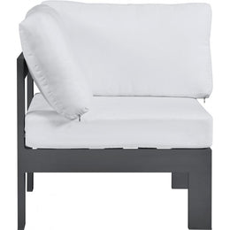 Meridian Nizuc White Water Resistant Fabric Outdoor Patio Aluminum Corner Chair