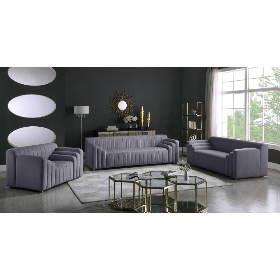 Meridian Naya Grey Velvet Chair