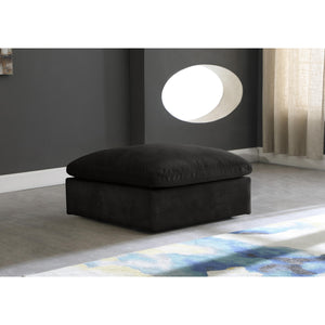 Meridian Cozy Black Velvet Ottoman