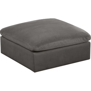 Meridian Cozy Grey Velvet Ottoman