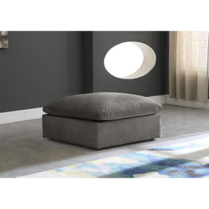Meridian Cozy Grey Velvet Ottoman