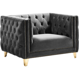 Meridian Michelle Grey Velvet Chair