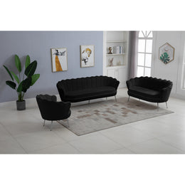 Meridian Gardenia Black Velvet Chair