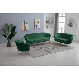 Meridian Gardenia Green Velvet Chair