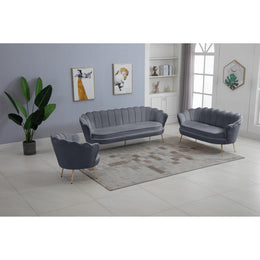 Meridian Gardenia Grey Velvet Chair