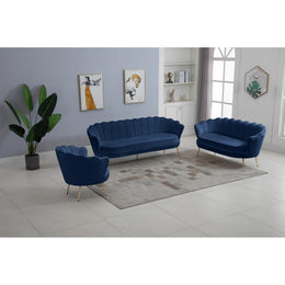 Meridian Gardenia Navy Velvet Chair