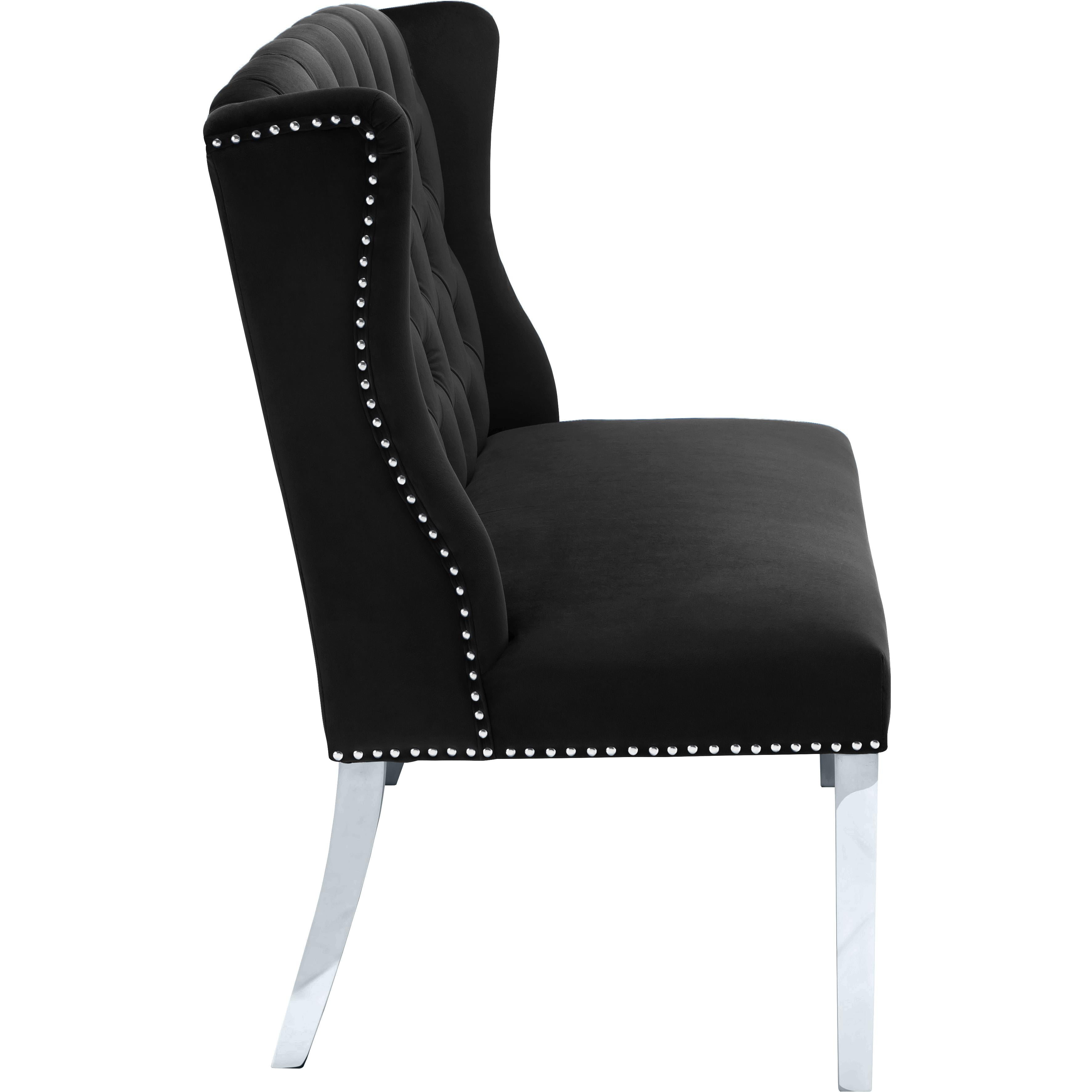 Meridian Suri Black Velvet Settee Bench