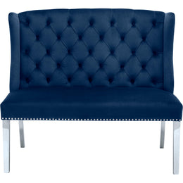 Meridian Suri Navy Velvet Settee Bench