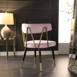 Meridian Rheingold Pink Velvet Dining Chair