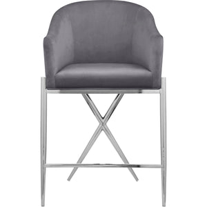 Meridian Xavier Grey Velvet Counter Stool