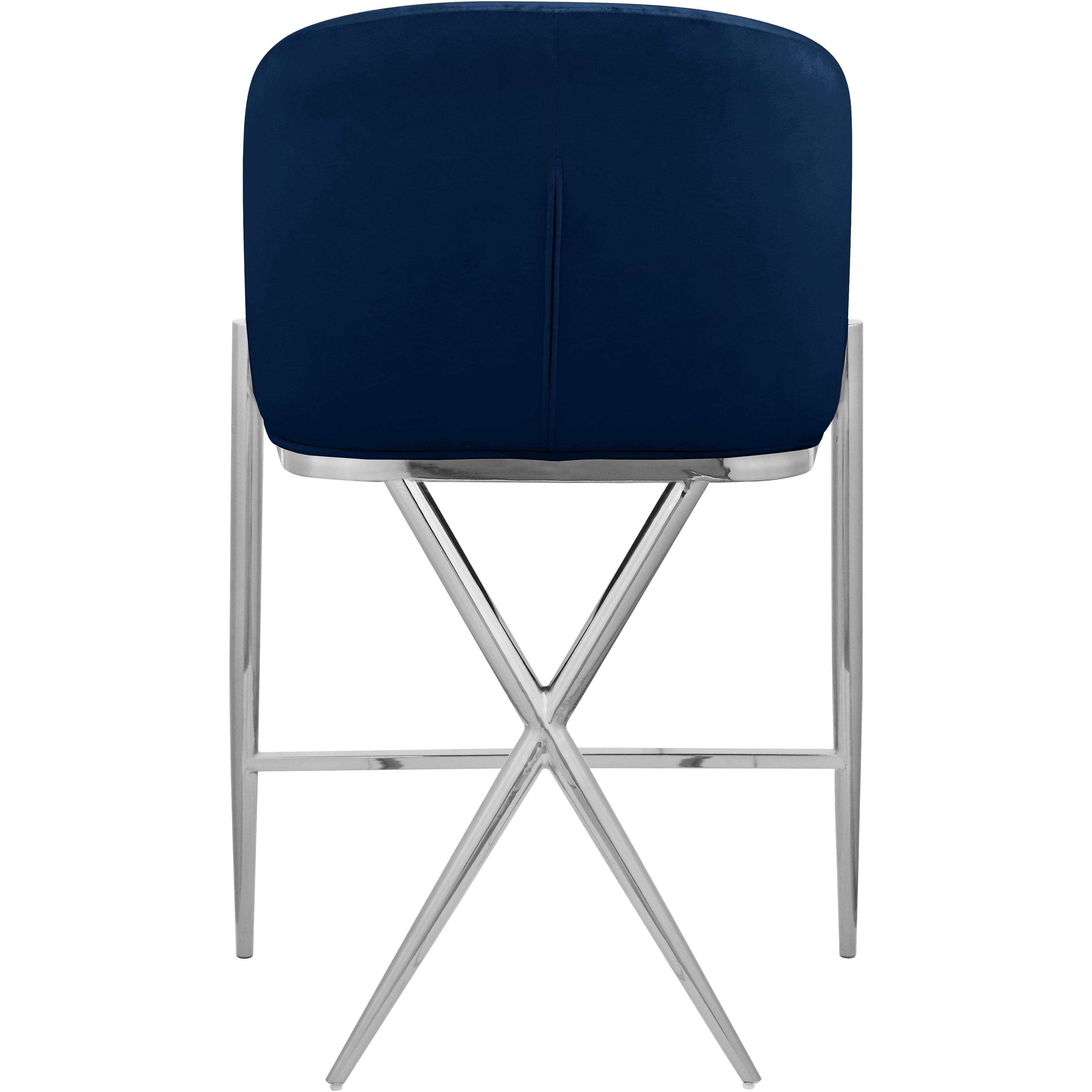 Meridian Xavier Navy Velvet Counter Stool