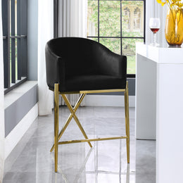 Meridian Xavier Black Velvet Counter Stool