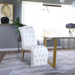 Meridian Curve White Vegan Leather Dining Chair